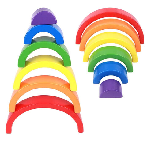 TOWO Wooden Stacking Boxes Rainbow Colours-Nesting and Sorting Cups Blocks  for Toddlers-Stacking Cubes Educational Learning Toys for 2 Years Old