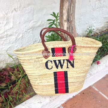 monogram straw tote