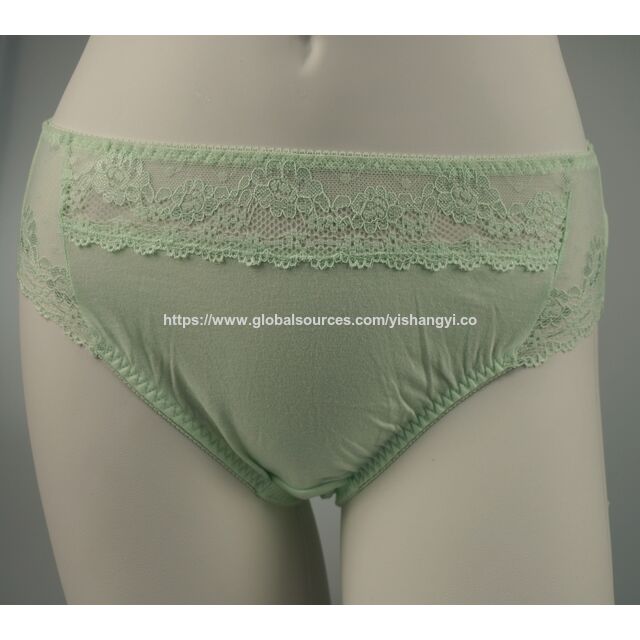 Braguita de talle alto de algodón puro, ropa interior 100% algodón con ribete de encaje