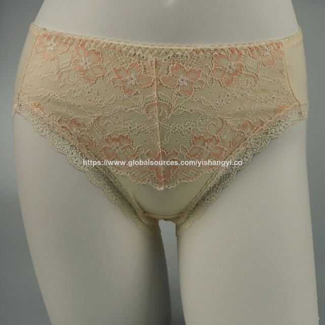 Calcinha feminina de cintura alta, 95% algodão, 5% elastano, com abertura de renda na perna, macia e confortável for sale at factory direct price
