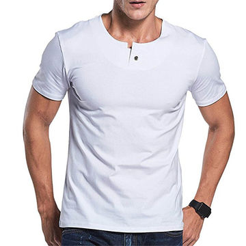 Achetez en gros T shirt Manches Courtes Avec Un Seul Bouton Col