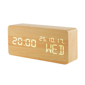 White Led Clock Wood, Wooden Digital Table Clock