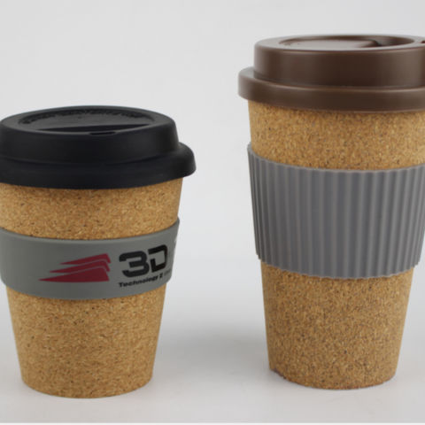 Nouvelle conception de gobelet en plastique écologique avec revêtement en liège - Tasse réutilisable pour boissons froides et chaudes