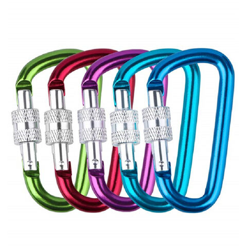 Mousqueton multifonctionnel de type D en alliage d'aluminium, mousquetons d'escalade for sale at factory direct price
