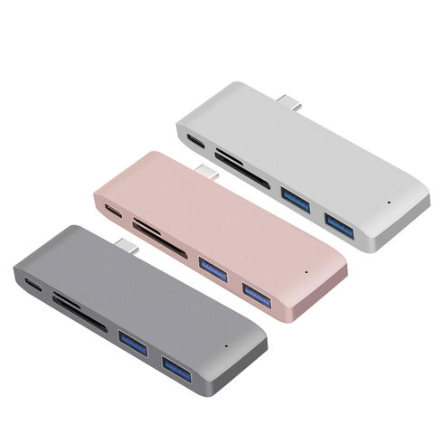 HUB USB Tipo C 5 EN 1 a USB 3.0 con Carga PD, Lector de Tarjetas TF SD y Divisor USB para MacBook Air y Laptops - Docking Station