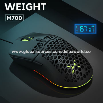 DELUX Ergonomische, leichte Multi-Color Gaming-Maus mit bis zu 7200 DPI, Kabel und RGB-Beleuchtung
