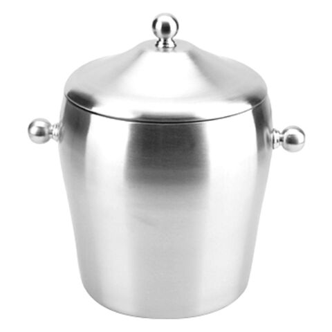 Cubo de Hielo de Acero Inoxidable con Forma de Tambor y Doble Cubierta