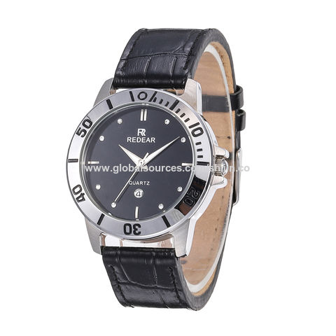 China Stainless steel analog watches,Black leather strap,Japan movement ...