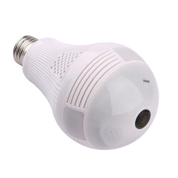 360 degree wifi bulb fisheye wireless spy camera two way audio and support TF card