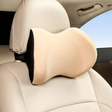 2xAuto Car Headrest Memory Cotton Black PU Leather Head Neck Rest Cushion Pillow