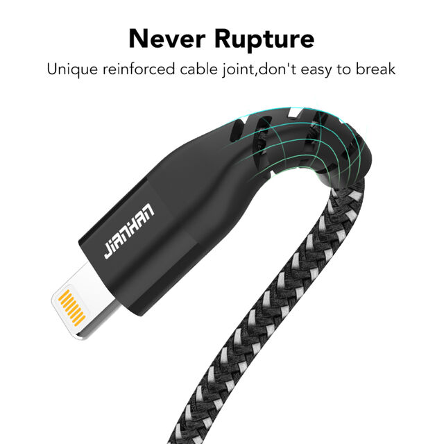 Câble MFi d'origine, câble de charge USB A vers Lightning tressé en nylon pour iOS pour la fabrication d'iPhone