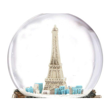 Vianna Set of 2 Mini Snowball Keyring Paris Eiffel Tower with Real Snow Made in France Green and Yellow