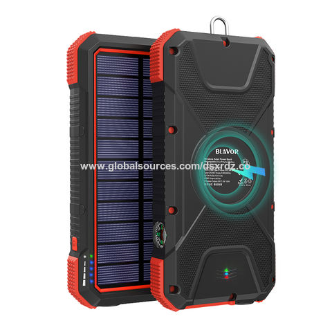 Solar Charger Power Bank 30000mAh, PD 20W Solar Phone Charger QC3.0 Fast  Charging, 10W Wireless Charging, LED Flashlight Waterproof, Outdoor Solar