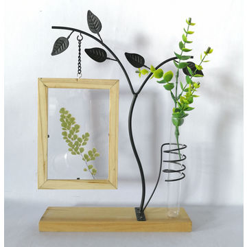 Crystal Vase Flower Glass, Wooden Flower Vase Stand