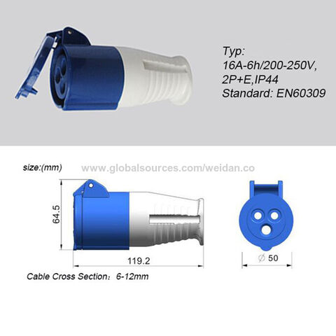 Conectores Industriales Impermeables con Tapa EN60309 IP44/IP67