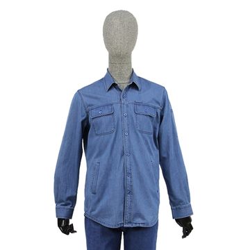 King River Mens Full Button Work Shirt - Denim Blue