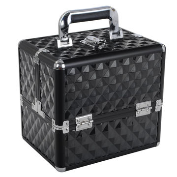 Yaheetech Rolling Makeup Train Case Aluminum Cosmetic Case, Black