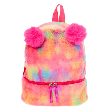 Rainbow fur backpack best sale