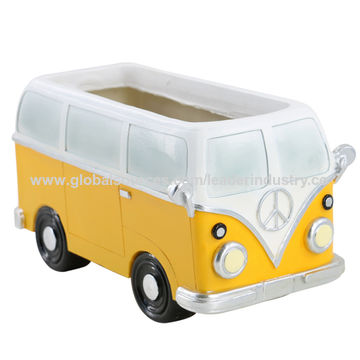 Buy Wholesale China Bsci Factory Polyresin Yellow Bus Flowerpots 