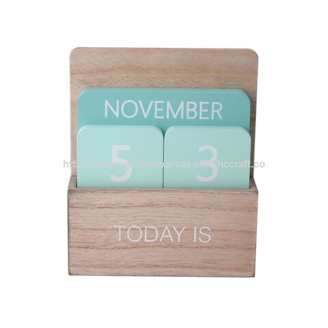 Kalender Abadi Meja Kayu Vintage Hijau Ins - Perencana Blok dengan Tampilan Bulan, Minggu, dan Tanggal for sale at factory direct price