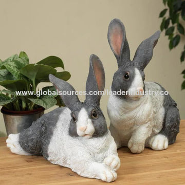 Buy Wholesale China Bsci Factory Grey Polyresin Rabbit Figurine Garden ...