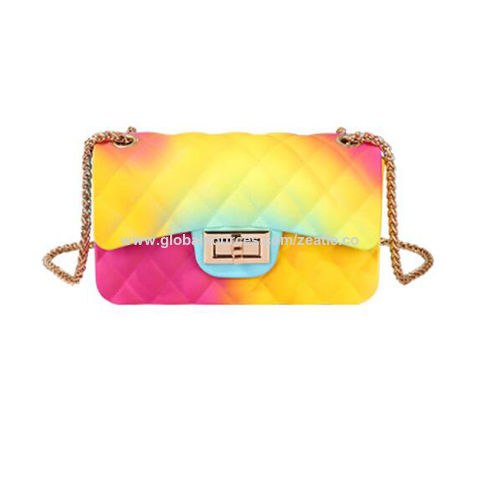 quilted rainbow silicone shoulder bag