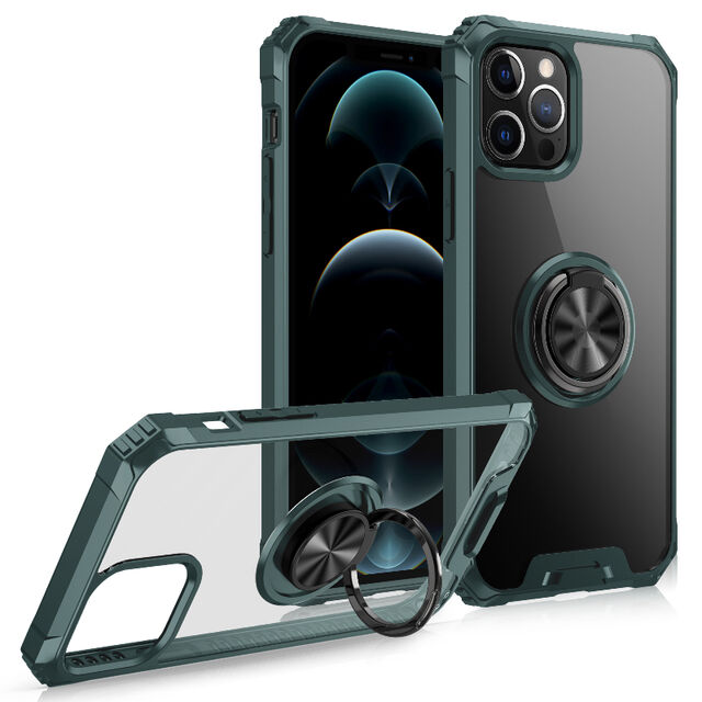 Capa de celular com suporte de anel e kickstand de nível militar para iPhone 12/12 Pro