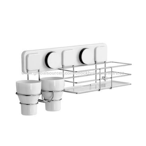 1pc Bathroom/kitchen Wall Mounted Triangular Storage Rack With Vacuum Suction  Cups, No Drilling Needed