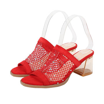 Designer - Pre-loved Crystal Embellished Block Heel Sandals in Leather -  Gold | M.catch.com.au