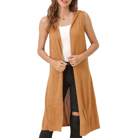 Buy Wholesale China Women\'s Sleeveless Open Front Hooded Long Cardigan &  Knitted Cardigan at USD 8.2 | Global Sources