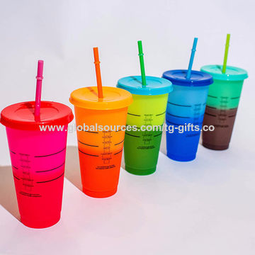 Color Changing Cups with Lids and Straws Bulk Plastic Cups with Lids Cold Iced  Coffee Cups & Party Water Tumbler - China Mug and Bottle price
