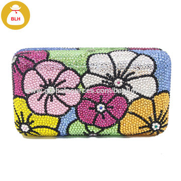 FBG015 Floral Pattern Crystal Evening Bag Party Rhinestone Women Handbag for sale at factory direct price