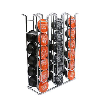 Flagship Coffee Pod Capsule Holder for Dolce Gusto, Metal Carousel Capsules  Pods Organizer Rack, 48 Pods Silver