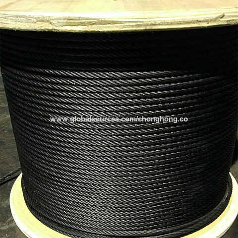 7x19 500 ft Reel Black Powder Coated Galvanized Wire Rope Cable 3/16" 