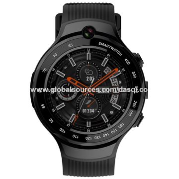 China 4G Android Smart Watch With Dual Cameras Round Alloy Case and Silicone Bracelet