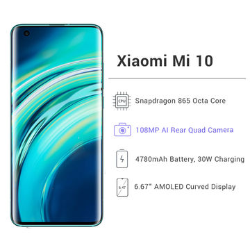 Xiaomi MI 10, teléfono móvil de 8GB 128GB, base 6.67" de 5G Smartphone Octa exhibición de AMOLED