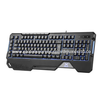 DELUX K9600 Gaming-Tastatur, Membrane-Tastatur mit LED-Hintergrundbeleuchtung und komfortabler Handballenauflage - 104 Tasten for sale at factory direct price