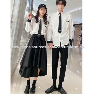 Long Shirt Irregular Skirt Design Private School Girls Uniforms