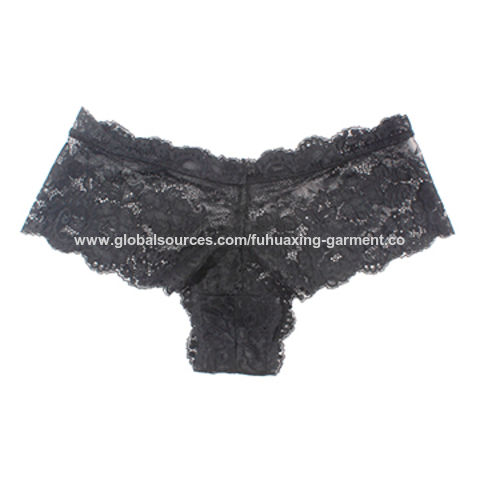 Factory Direct High Quality China Wholesale Sexy Transparent Ladies  Underwear Panties V Shape Boyleg Lace Panty $0.8 from Shenzhen Fuhuaxing  Garment Co.,ltd