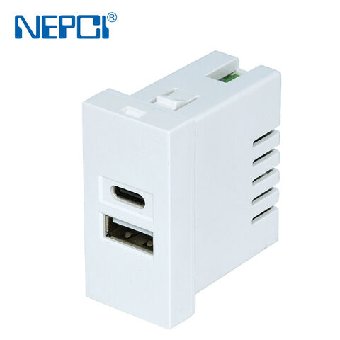 Modulo doppia presa USB 2.0 tipo A e USB 3.1 tipo C, 5Vdc 3,1A, serie