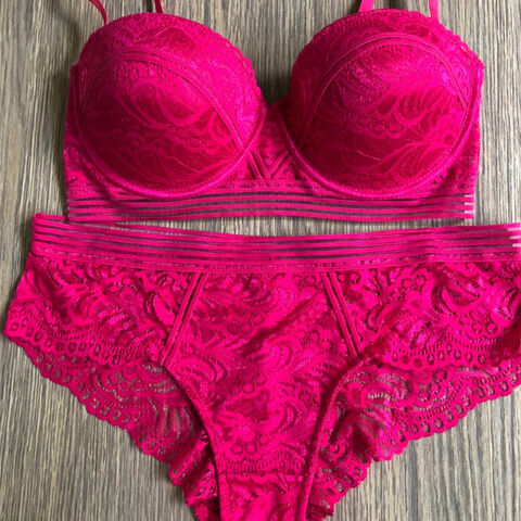 Compre Lencería De Mujer Color Rojo Rosado Al Por Mayor y Conjunto