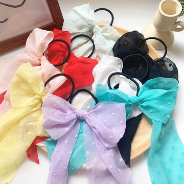 Buy Wholesale China Factory Wholesale Retro Bow Ribbon Hair Band Colorful Elastic  Hair Ties For Girls & Hair Tie at USD  | Global Sources