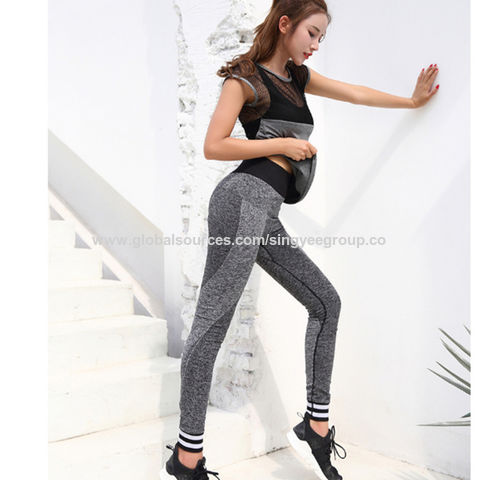 Pantalones de yoga para mujer, deportivos, de fitness, sin costuras, elásticos, adelgazantes, con letras, informales, ropa deportiva. for sale at factory direct price