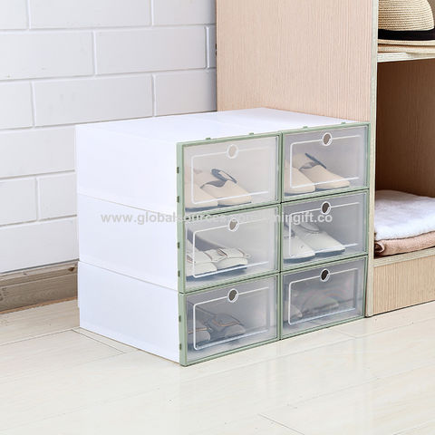 1pc Foldable Shoe Box, Thickened Shoe Box, Transparent Shoe Box, Plastic  Clamshell Drawer Shoe Box, Household Storage Box