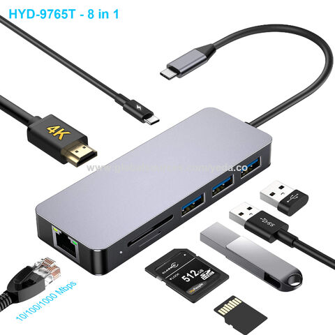 USB C hub 8 in 1 with HD MI USB 3.0 RJ45 Gigabit Ethernet SD/TF card ...