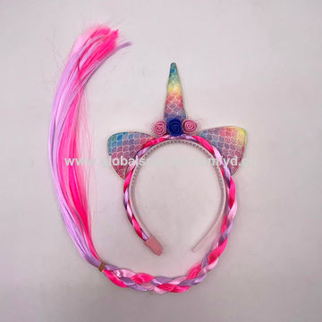 Buy Wholesale Hong Kong SAR Rainbow Color Ponytail Unicorn Headbands  Glitter Ears Kids Girls Princess Braid Wig Hair Bands Party & Cosmetic With  Wig at USD  | Global Sources