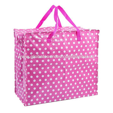 Custom Promotional Logo Printing Reusable Tote Laminated Zipper Pp