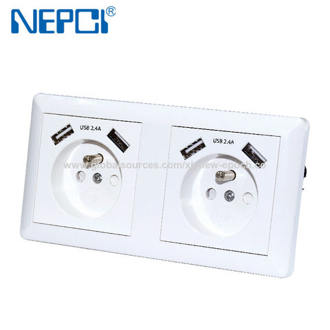 EU Plug Power Outlet Wall Socket Wall Charger Double 2 Gang Plug 2 USB Port