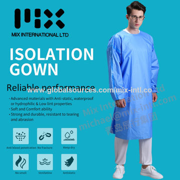 HUBERT® AAMI Level 2 Blue Disposable Waterproof Isolation Gown