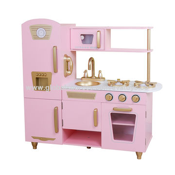 pink wooden kitchen playset